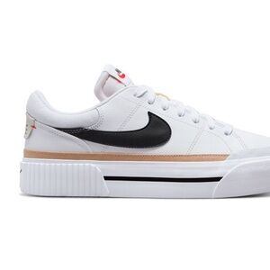 Nike White and Black Court Sneakers